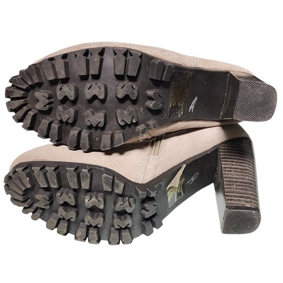 Avon Womens Tan Suede Perforated Part Spike Sole Block Heel MidCalf Boots Size 9 - Picture 9 of 15